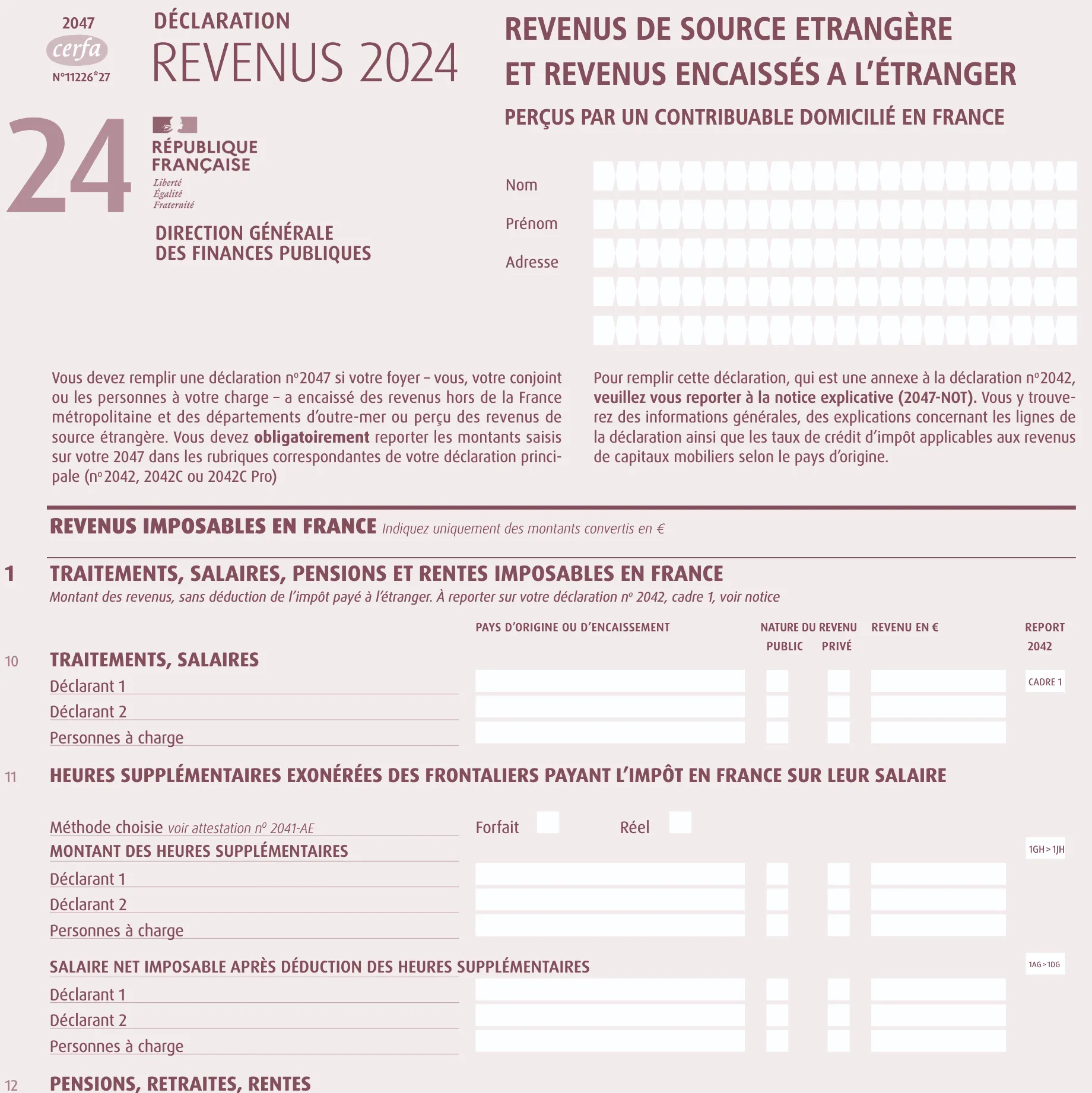 Formulaire 2047